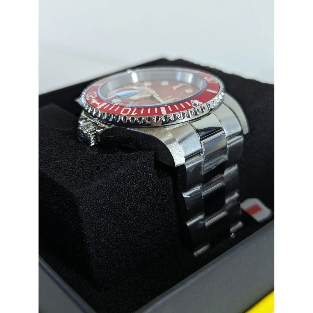 Invicta Pro Diver 50888 Mens Watch 42mm Red Dial Steel Band PC32 Quartz New